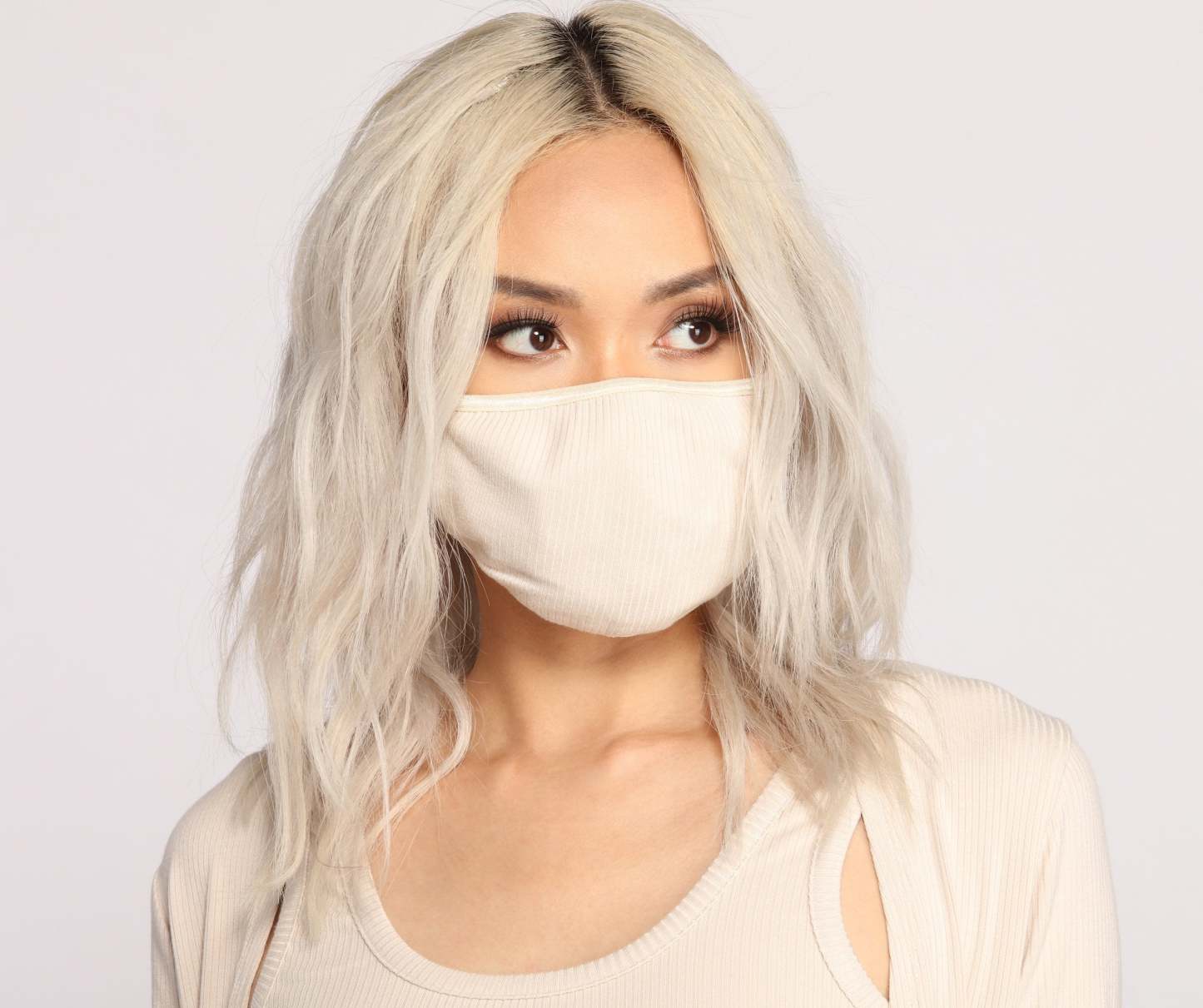 Basic Ribbed Knit Face Mask - Lady Occasions