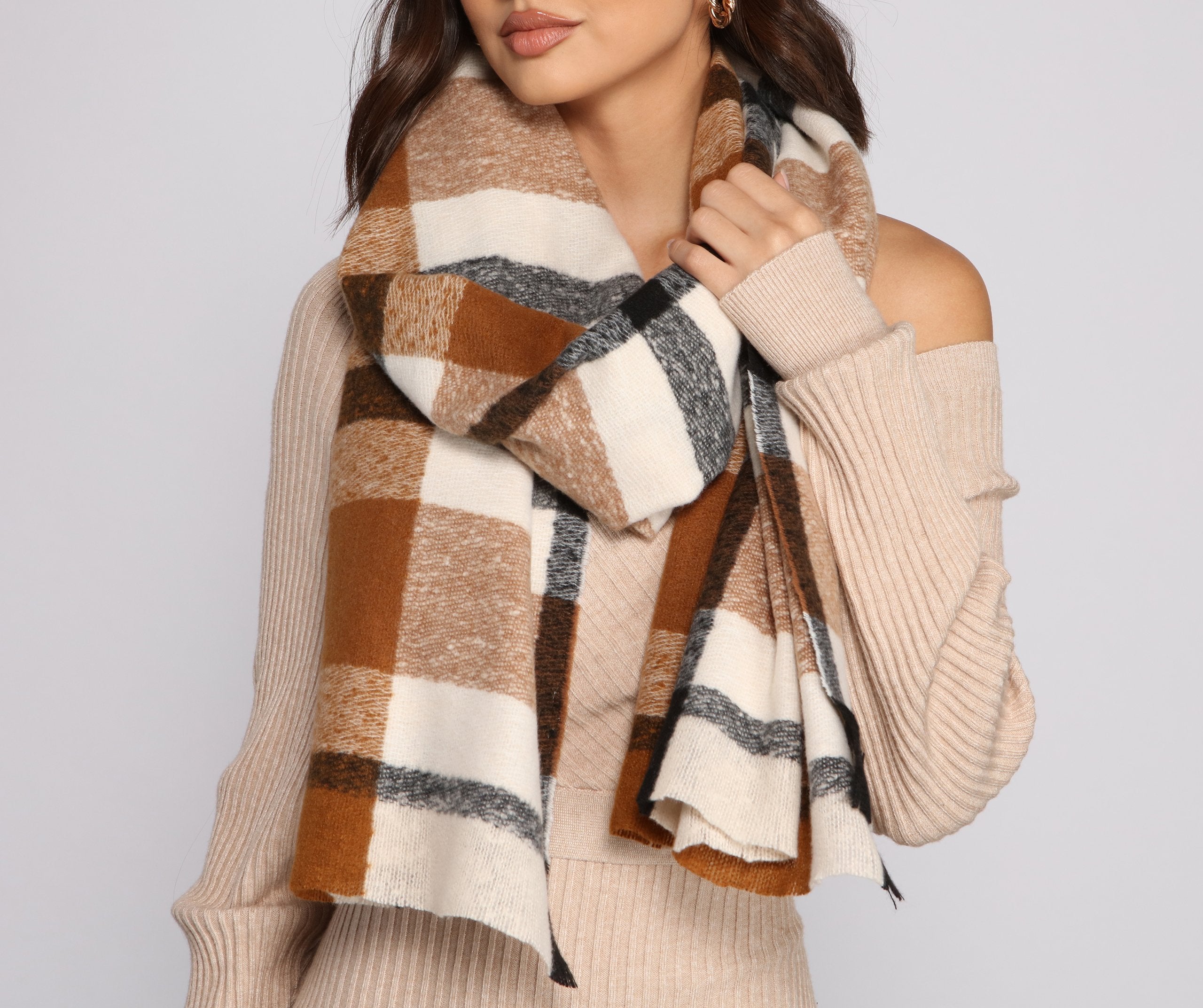Casual and Chic Plaid Blanket Scarf - Lady Occasions