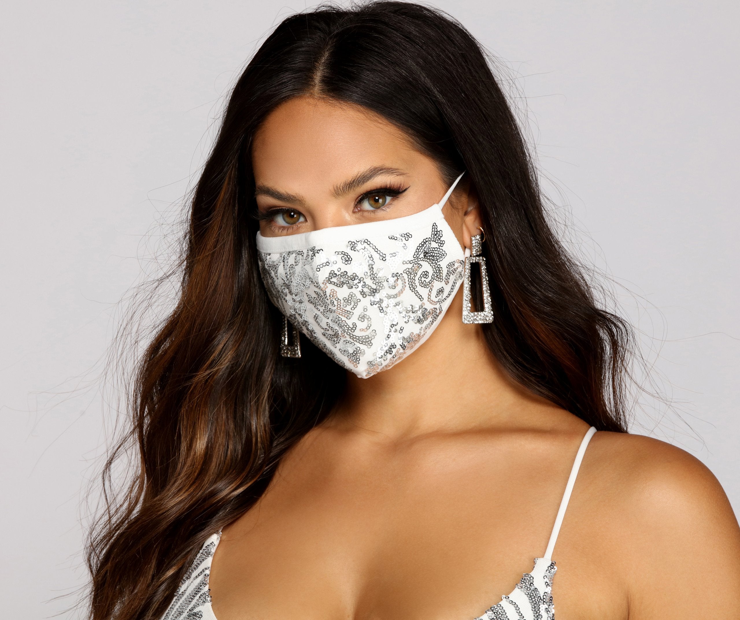 Sequin Scroll Print Face Mask - Lady Occasions