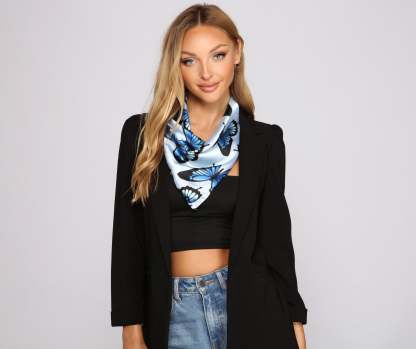 Fab And Fluttery Satin Butterfly Scarf - Lady Occasions
