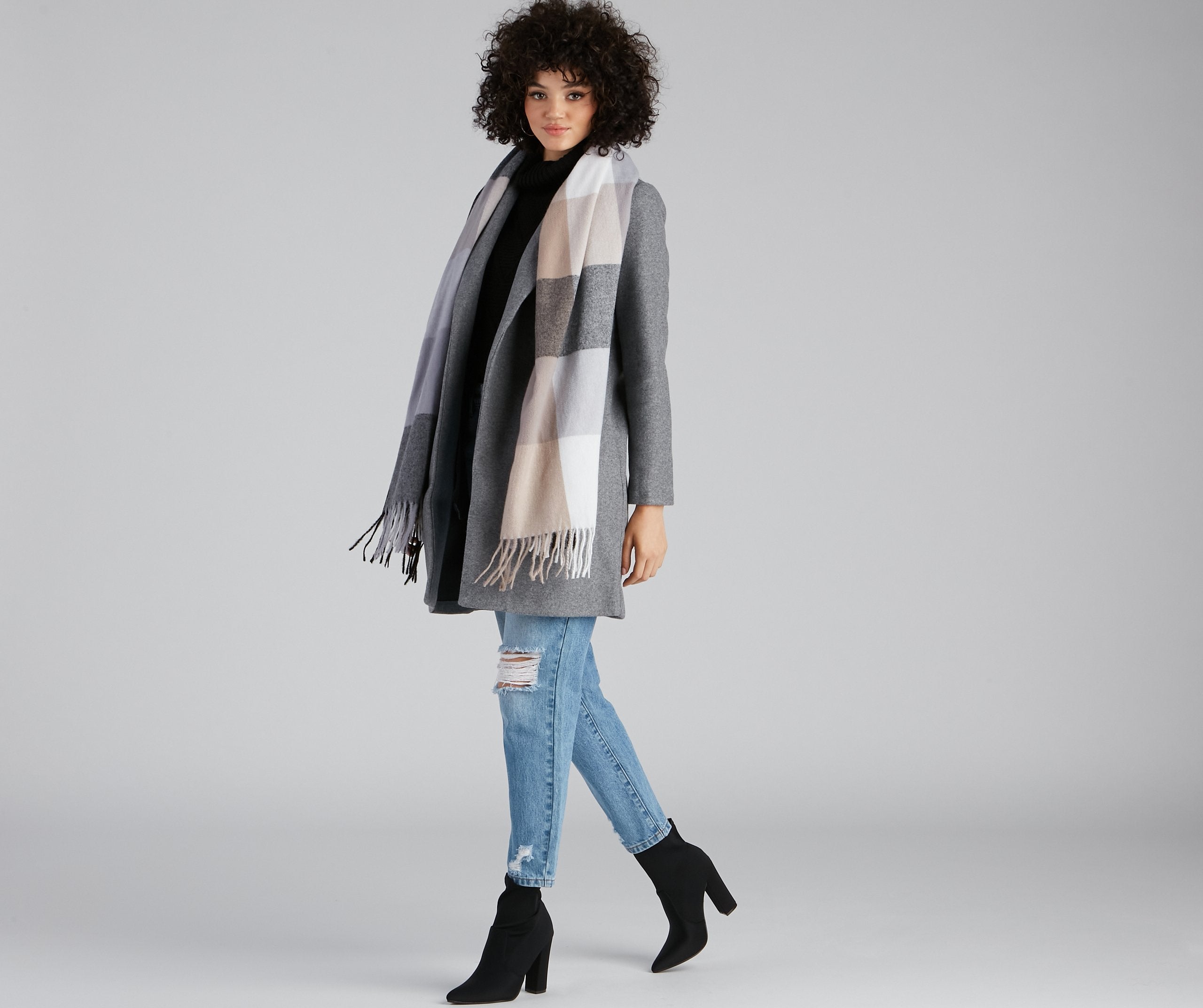 Big City Chic Plaid Fringe Scarf - Lady Occasions