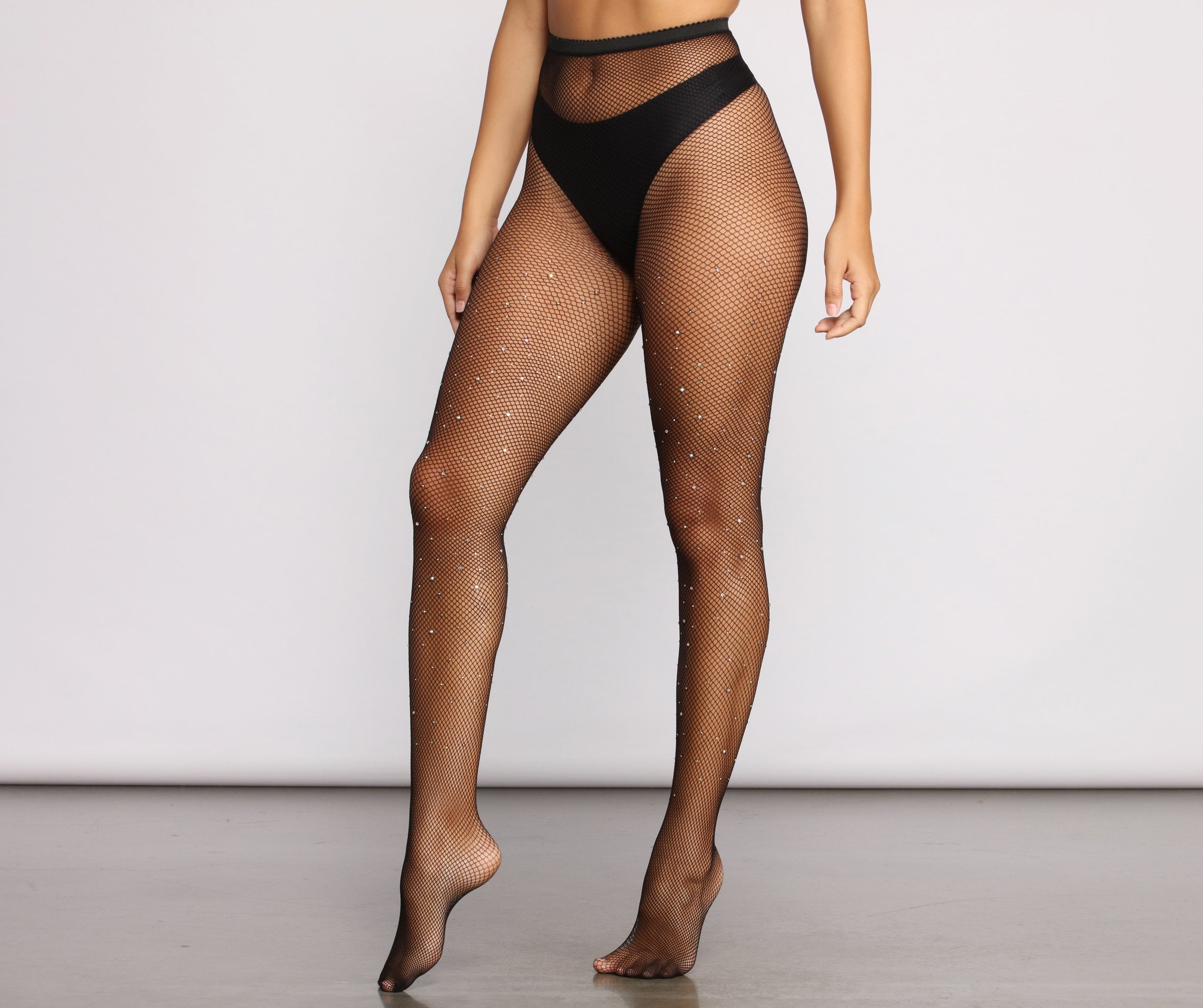 High Waist Heat Stone Fishnets - Lady Occasions