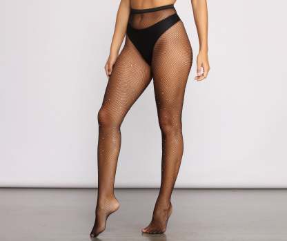 High Waist Heat Stone Fishnets - Lady Occasions