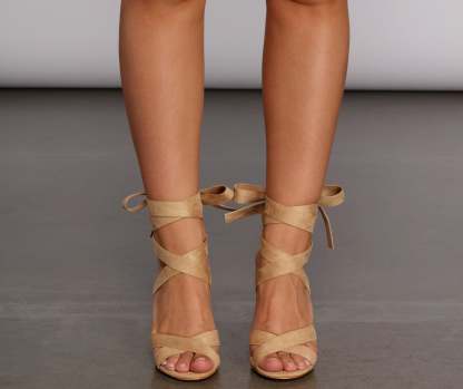 Lace Up Block Heels - Lady Occasions