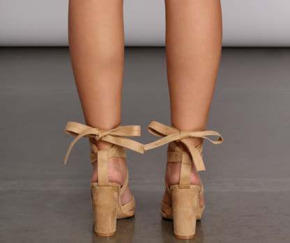 Lace Up Block Heels - Lady Occasions
