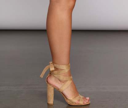 Lace Up Block Heels - Lady Occasions
