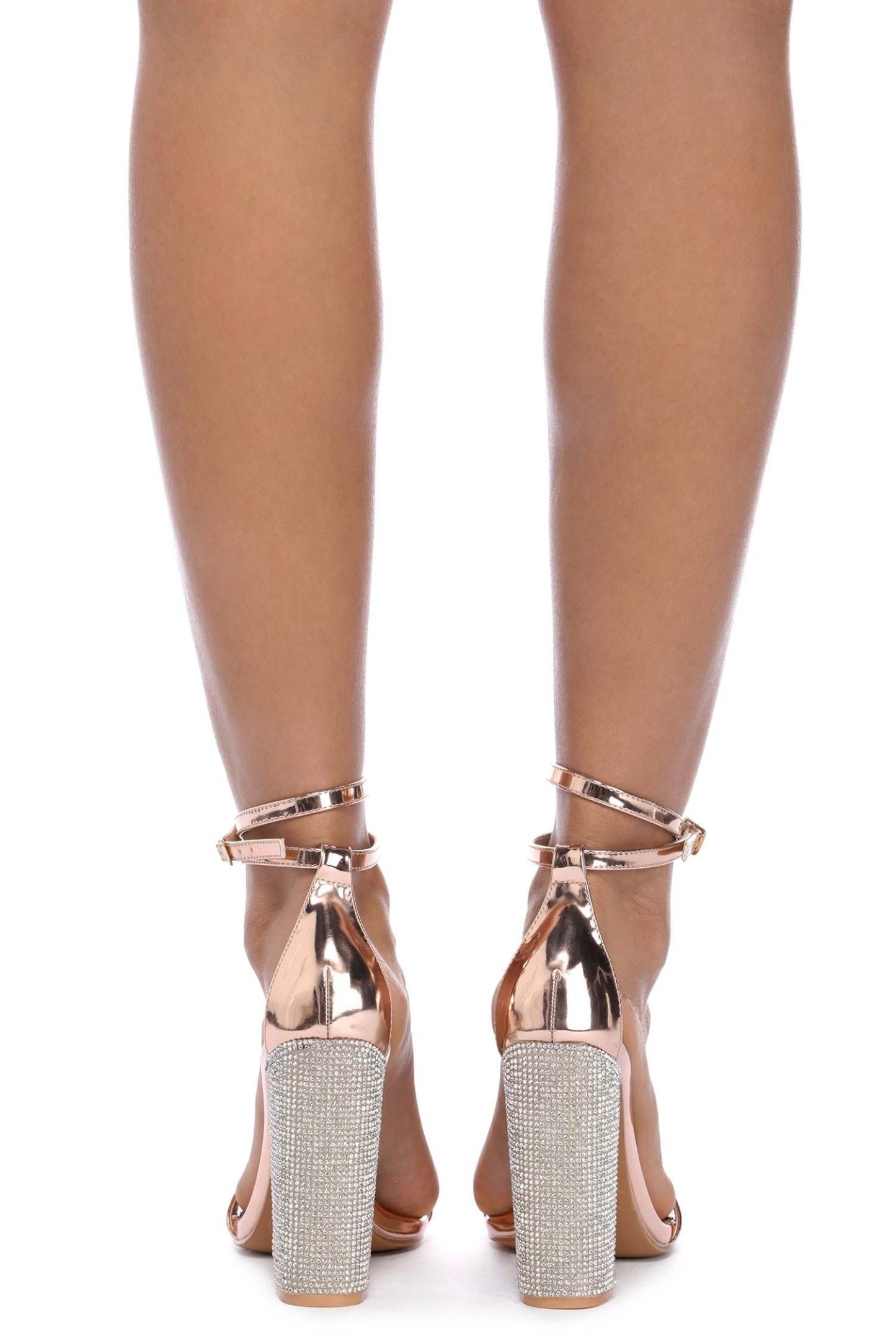 Double Strap Rhinestone Heels - Lady Occasions