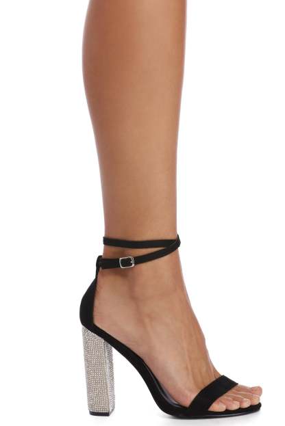 Double Strap Rhinestone Heels - Lady Occasions