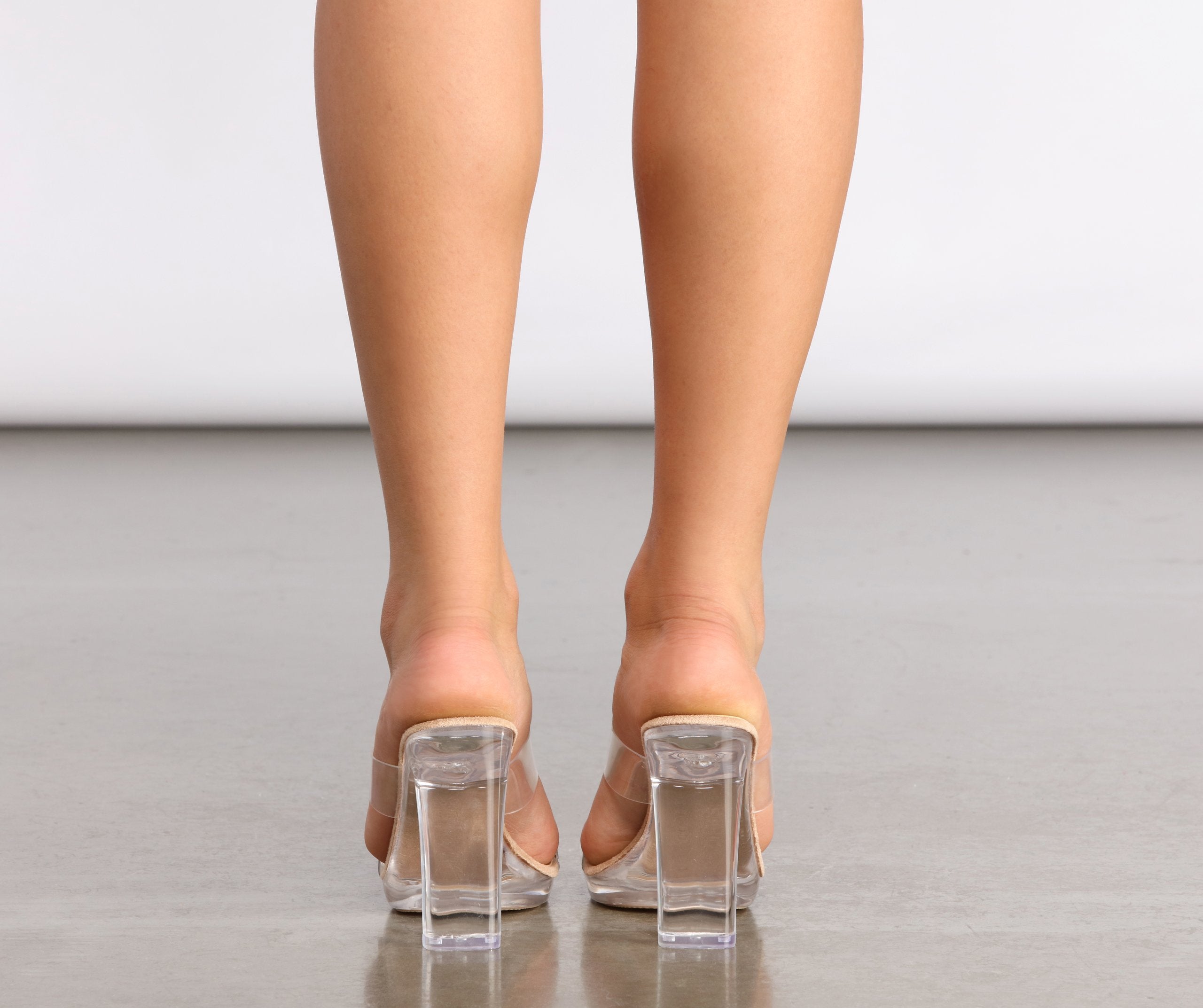 Double Band Clear PVC Heels - Lady Occasions