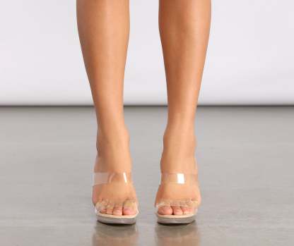Double Band Clear PVC Heels - Lady Occasions