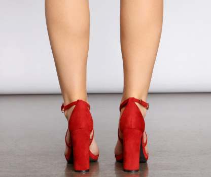 Give It To 'Em Criss-Cross Block Heels - Lady Occasions