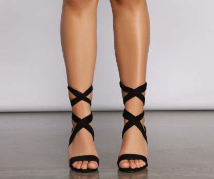 Lace Up Glamour Block Heel - Lady Occasions