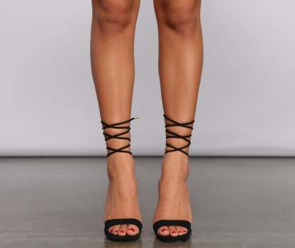 All The Deets Lace Up Block Heels - Lady Occasions