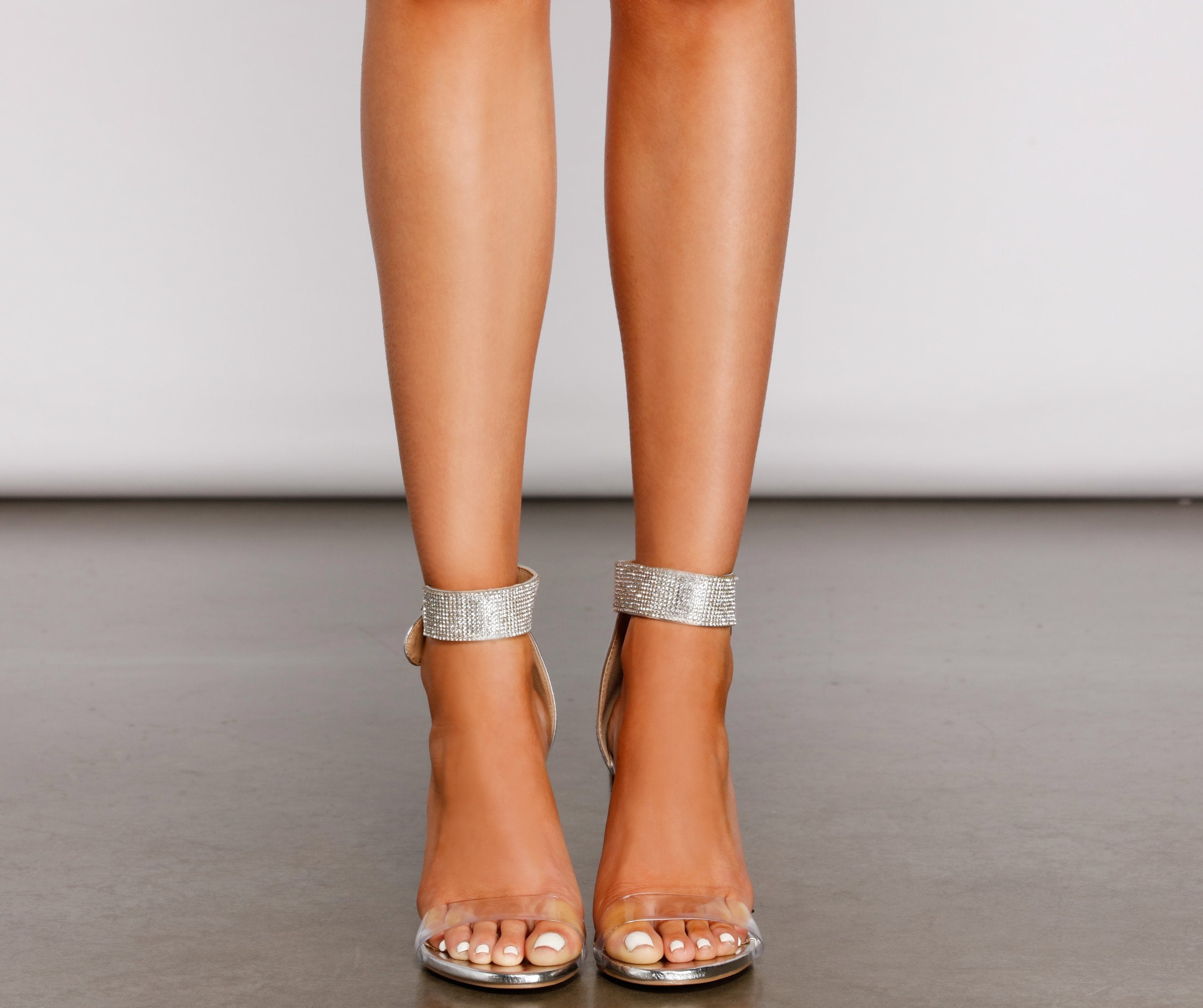 Oh You Shine Rhinestone PVC Block Heels - Lady Occasions