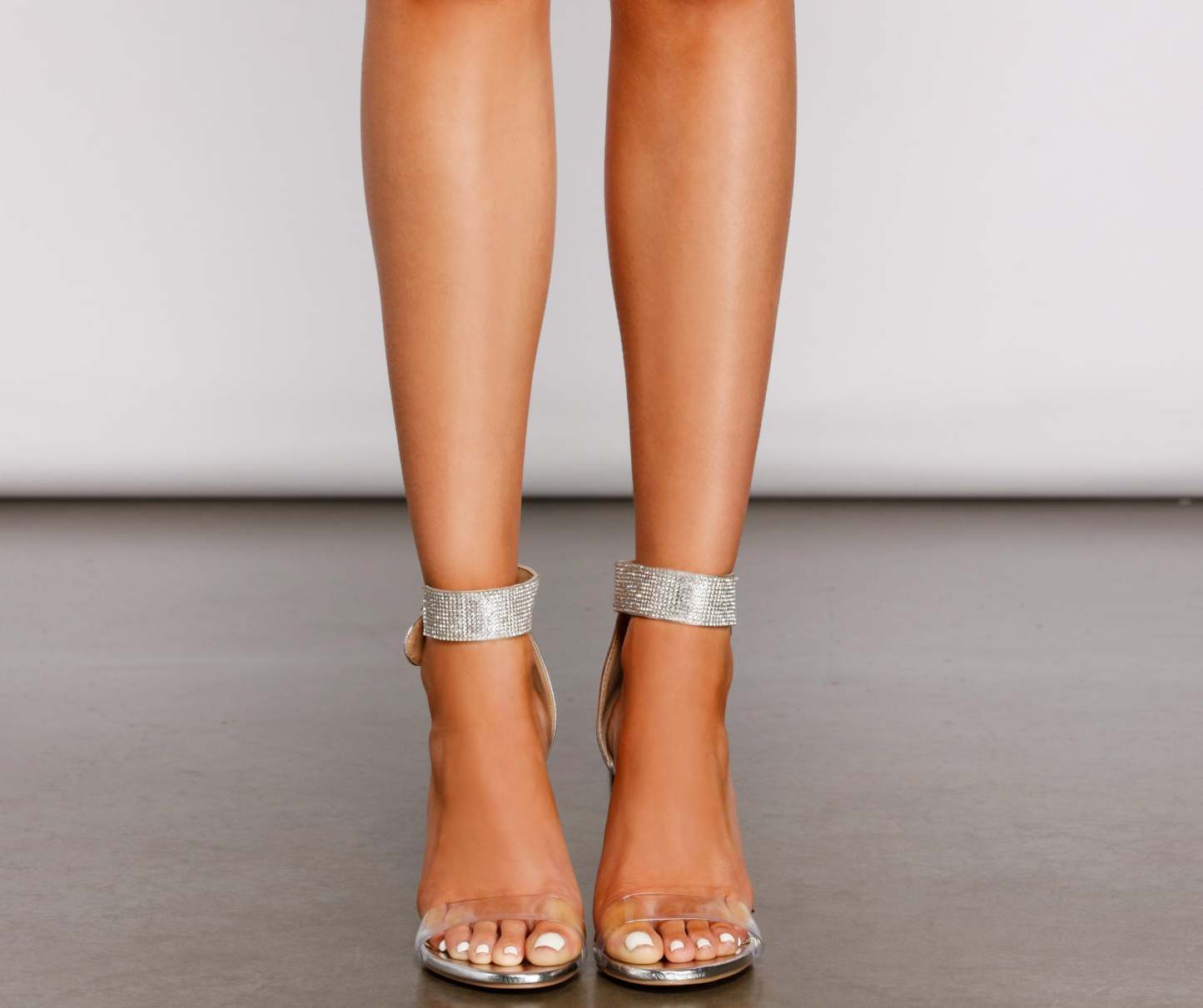 Oh You Shine Rhinestone PVC Block Heels - Lady Occasions