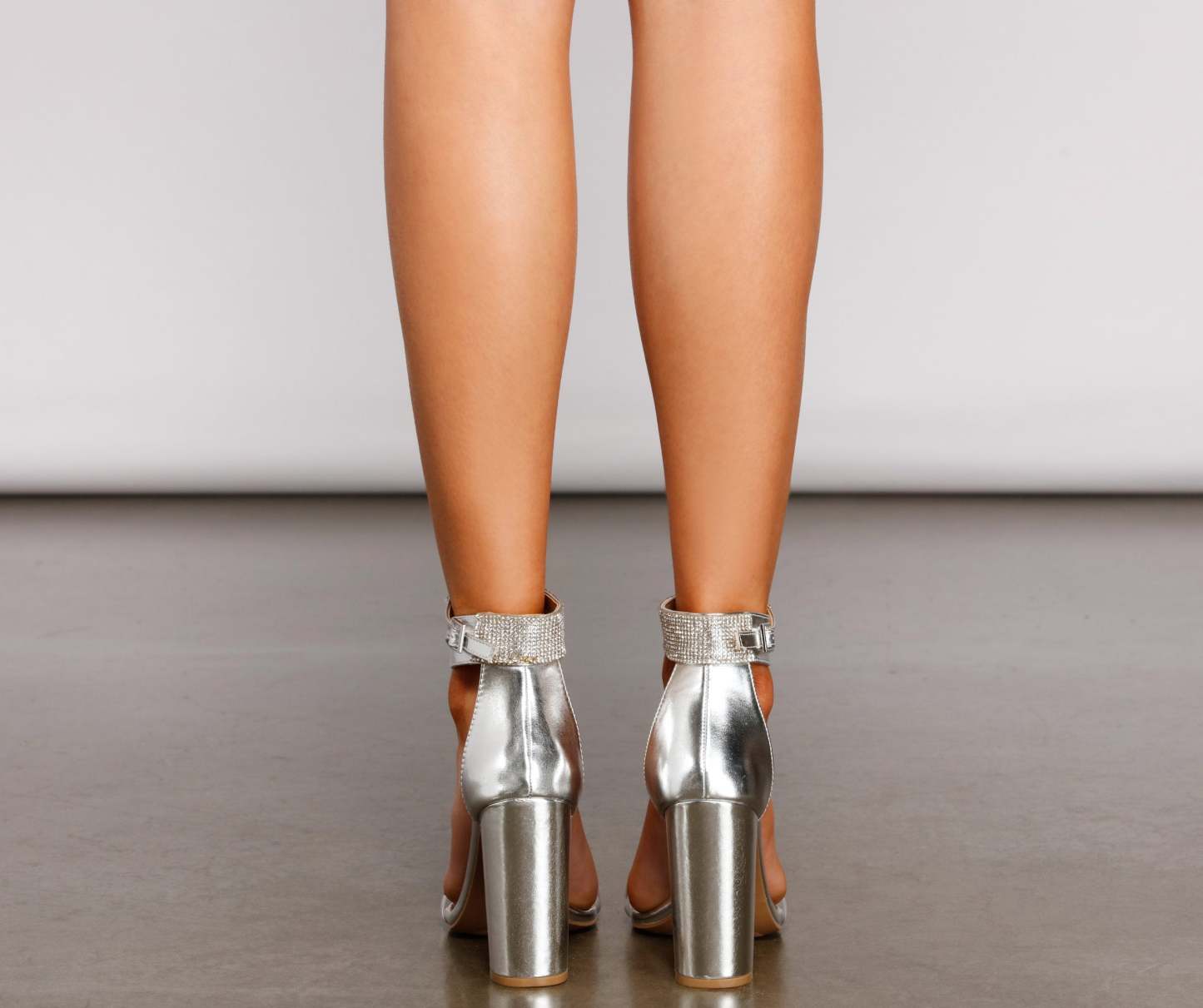 Oh You Shine Rhinestone PVC Block Heels - Lady Occasions