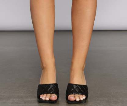 Stylish Quilted Faux Leather Stiletto Mules - Lady Occasions