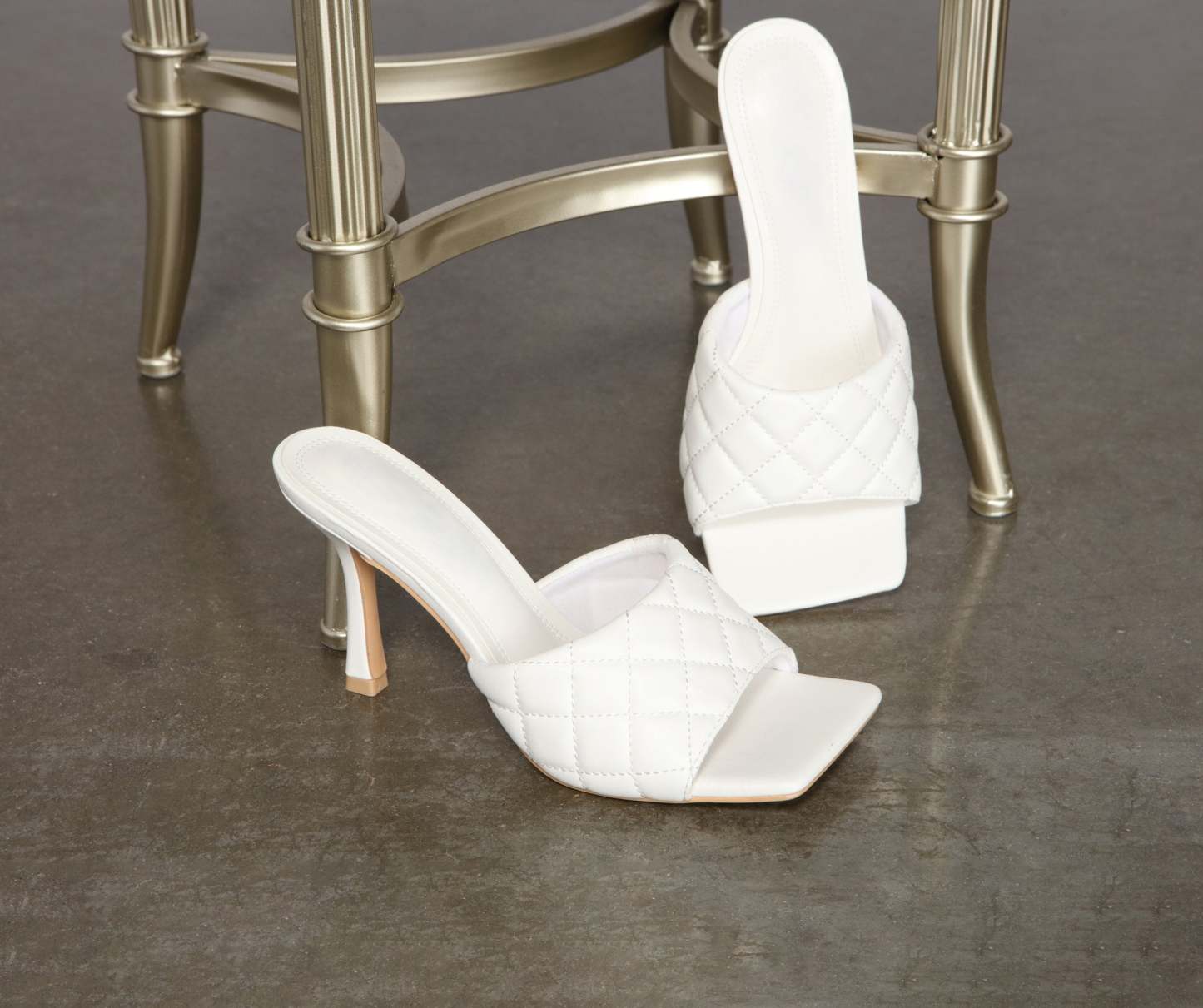 Stylish Quilted Faux Leather Stiletto Mules - Lady Occasions