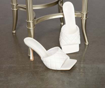Stylish Quilted Faux Leather Stiletto Mules - Lady Occasions