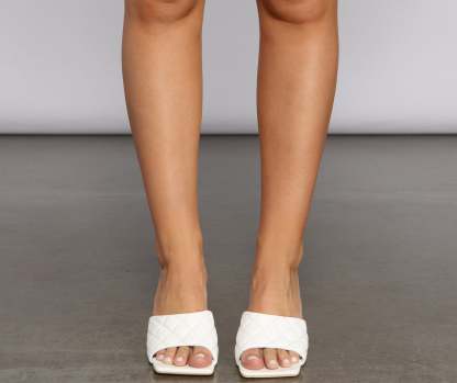 Stylish Quilted Faux Leather Stiletto Mules - Lady Occasions