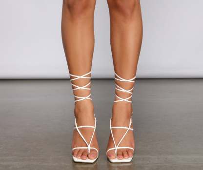 Lace-Up Glam Faux Leather Stiletto Heels - Lady Occasions