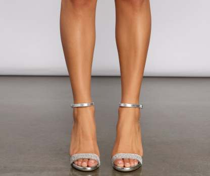 Luxe Glow Rhinestone Glitter Block Heels - Lady Occasions
