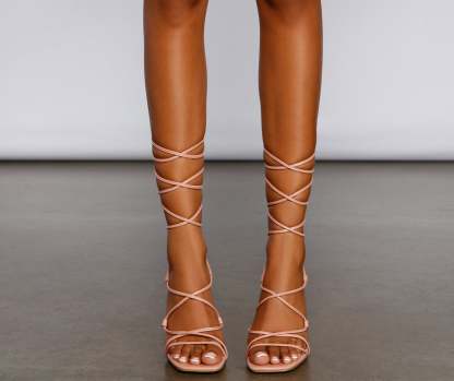 Level Up Lace Up Block Heels - Lady Occasions