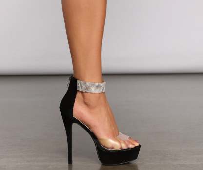 Glitz And Glow Faux Suede Stiletto Heels - Lady Occasions