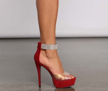 Glitz And Glow Faux Suede Stiletto Heels - Lady Occasions