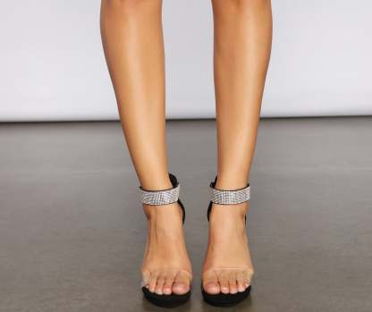 Glow Goals Glitter Mesh Platform Heels - Lady Occasions