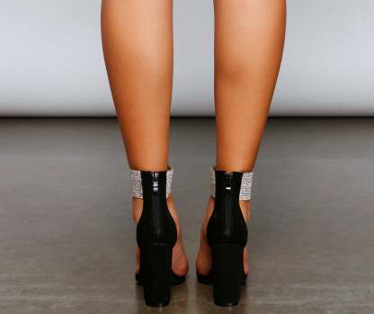 Dazzle Queen Rhinestone Block Heels - Lady Occasions