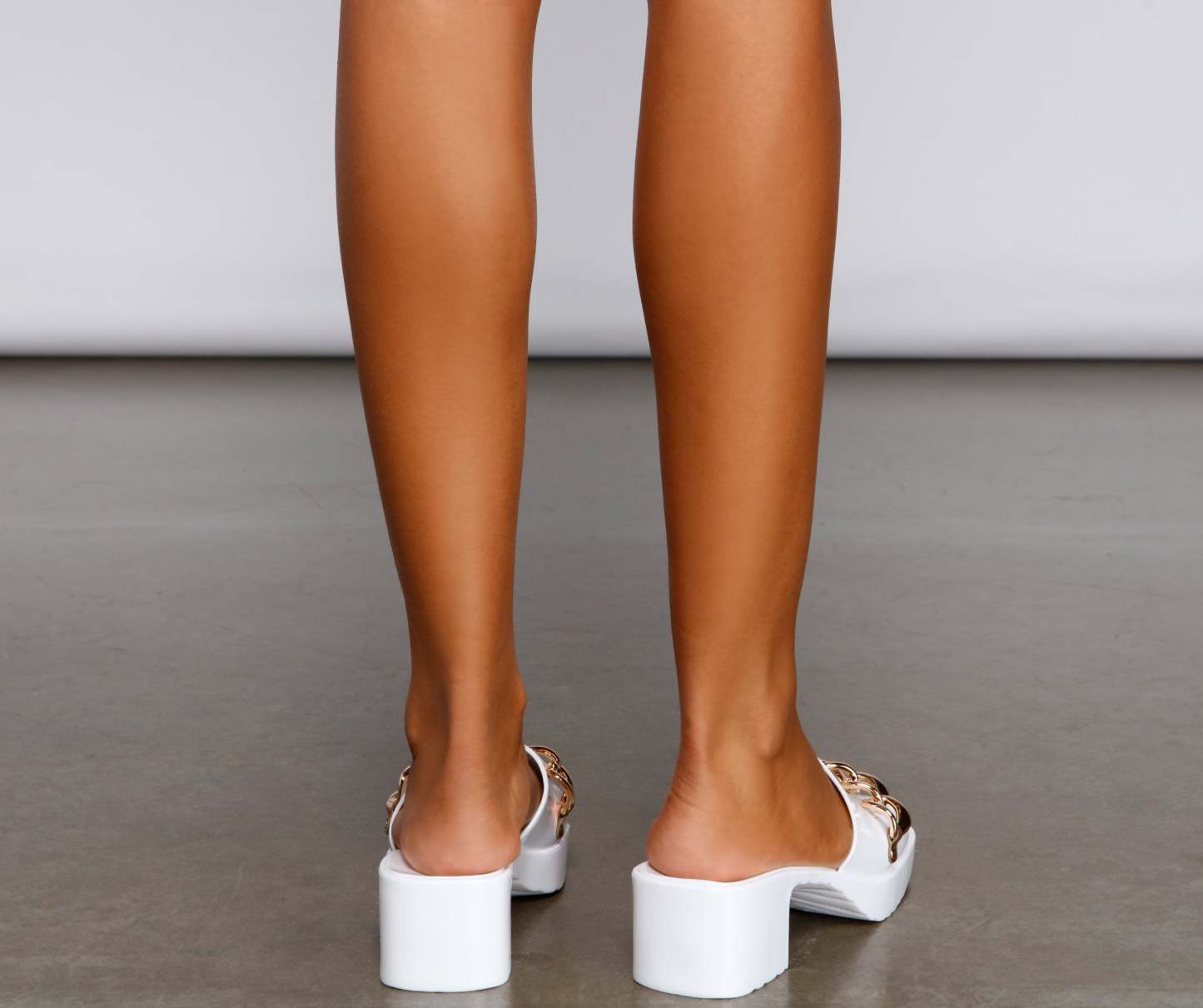Fab And Fierce Chain Link Jelly Mules - Lady Occasions