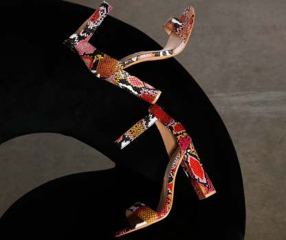 Step It Up Snake Block Heels - Lady Occasions