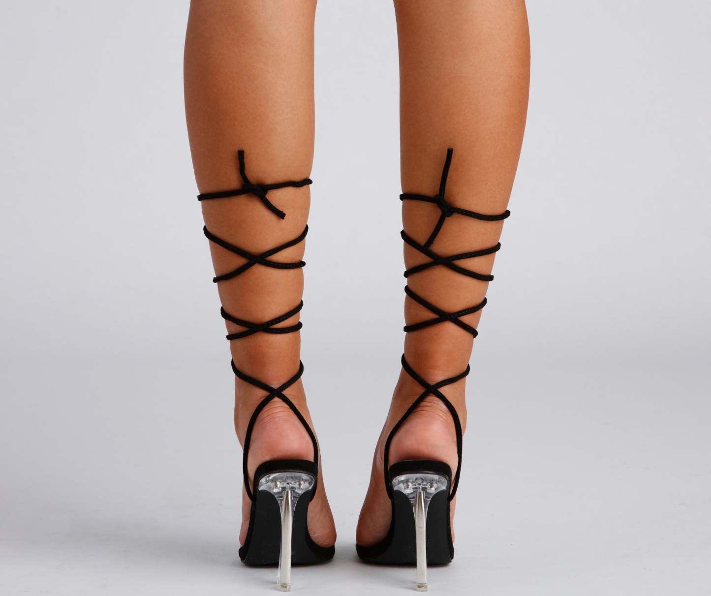 Clear Sign Lace-Up Lucite Heels - Lady Occasions