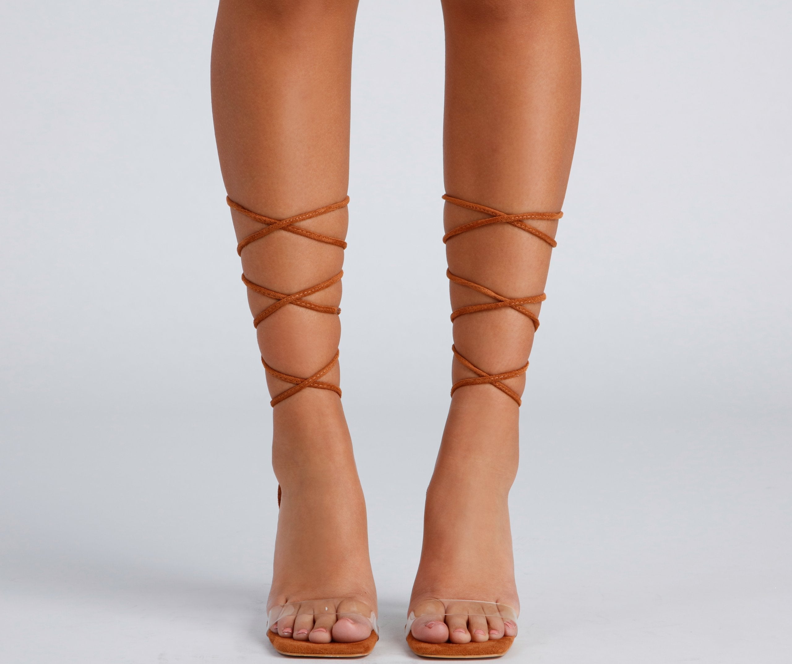 Clear Sign Lace-Up Lucite Heels - Lady Occasions