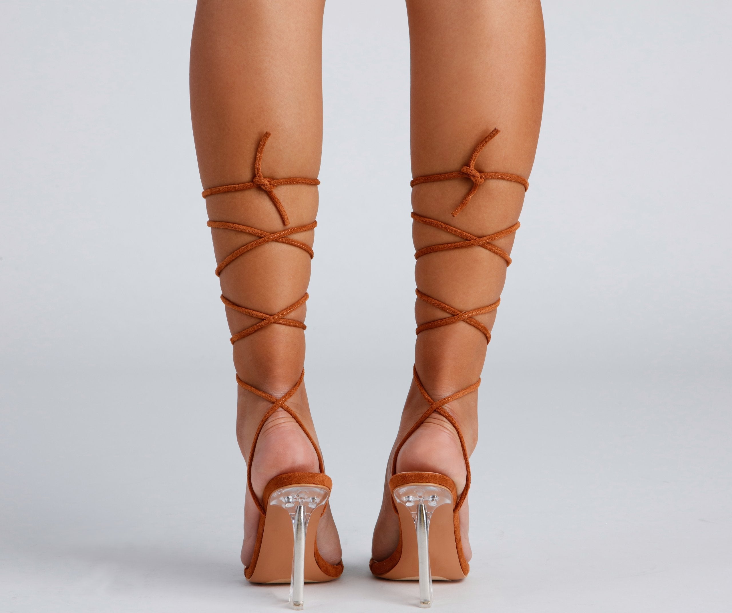 Clear Sign Lace-Up Lucite Heels - Lady Occasions