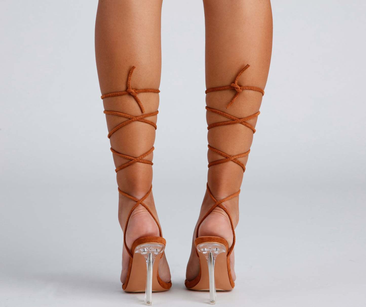Clear Sign Lace-Up Lucite Heels - Lady Occasions