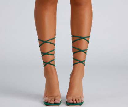 Clear Sign Lace-Up Lucite Heels - Lady Occasions