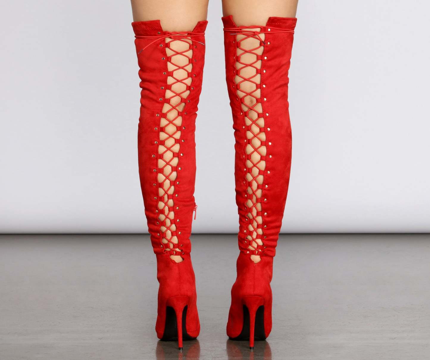 Lace Up Glamour Stiletto Boots - Lady Occasions
