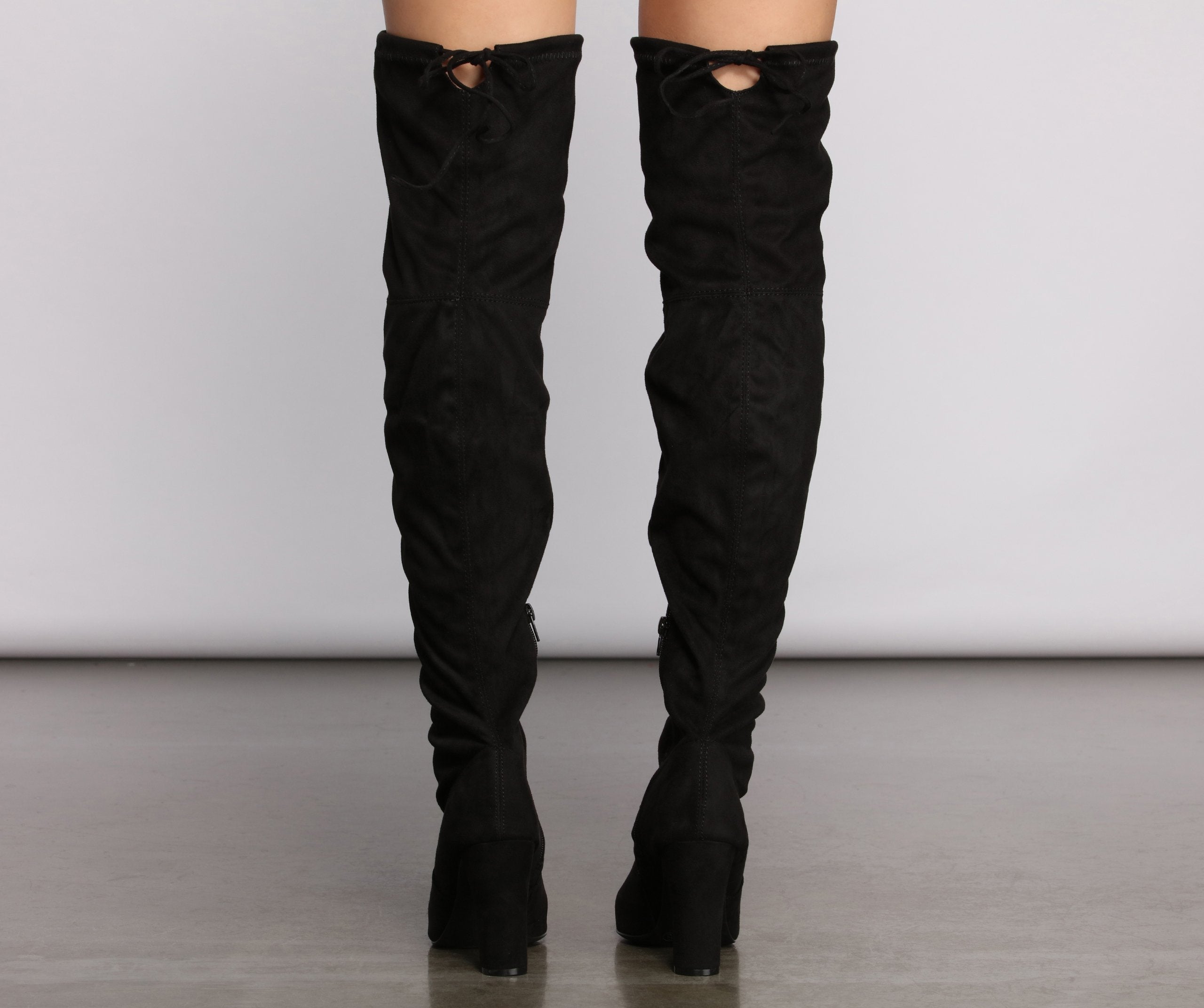 Over The Knee Open Toe Block Heeled Boots - Lady Occasions