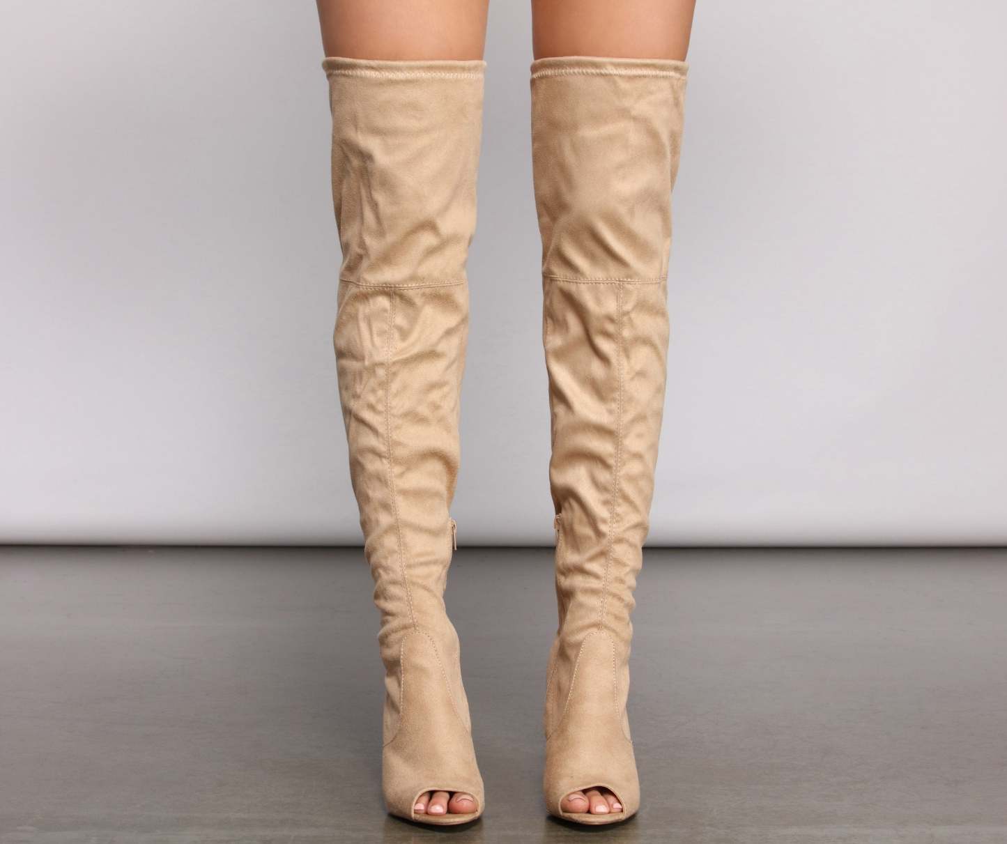 Over The Knee Open Toe Block Heeled Boots - Lady Occasions