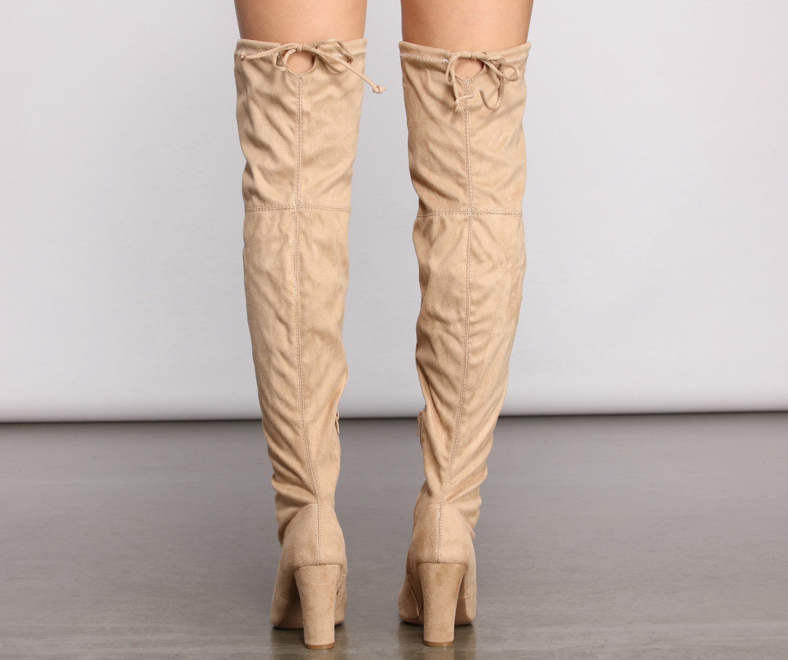 Over The Knee Open Toe Block Heeled Boots - Lady Occasions