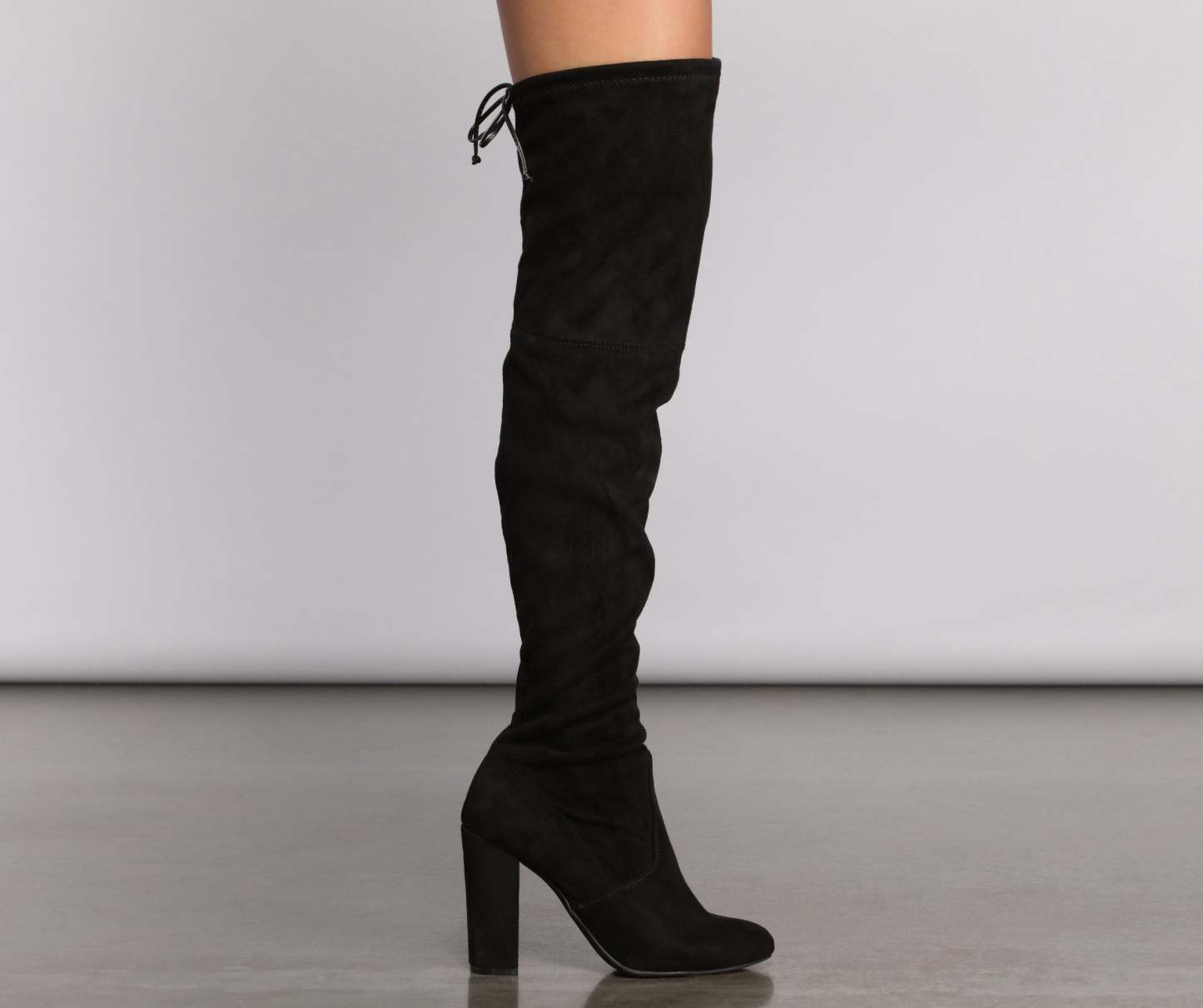 Over The Knee Faux Suede Block Heeled Boots - Lady Occasions