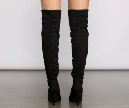 Essential Faux Suede Stiletto Thigh High Boots - Lady Occasions