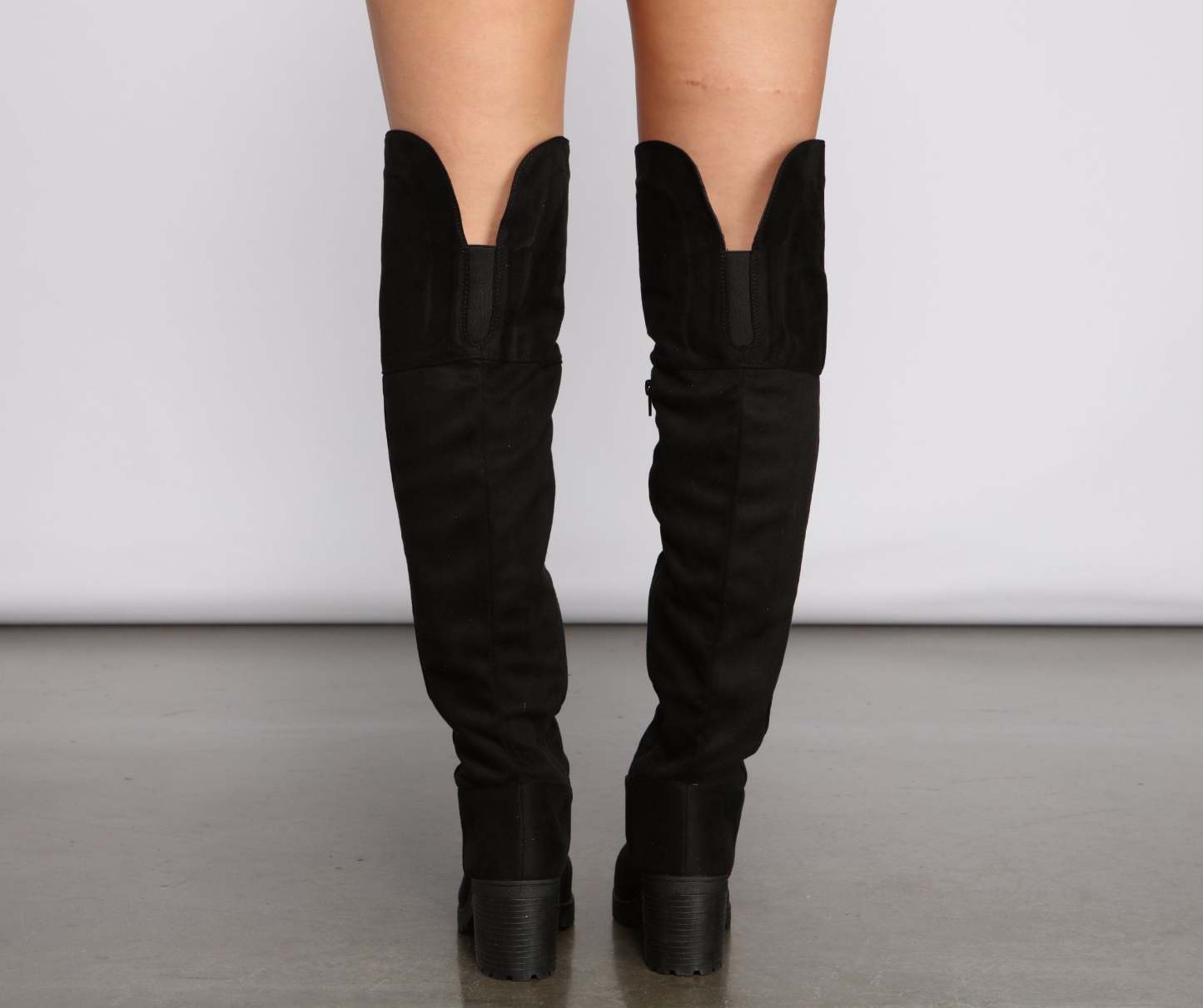 Faux Suede Over The Knee Lug Sole Boots - Lady Occasions