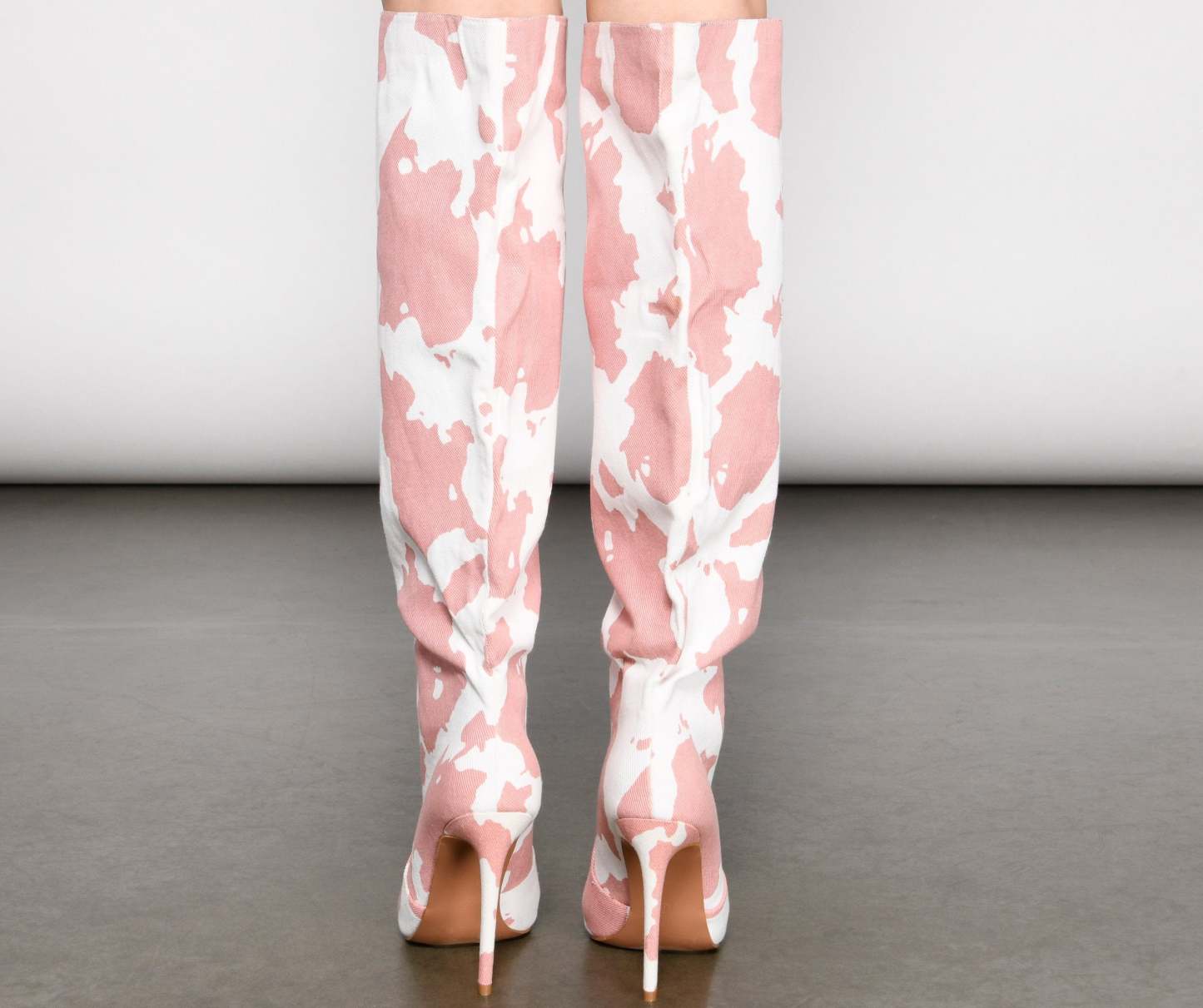 Moo Over Denim Knee-High Stiletto Boots - Lady Occasions