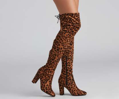 Leopard Love Over-The-Knee Boots - Lady Occasions