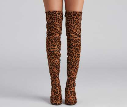 Leopard Love Over-The-Knee Boots - Lady Occasions