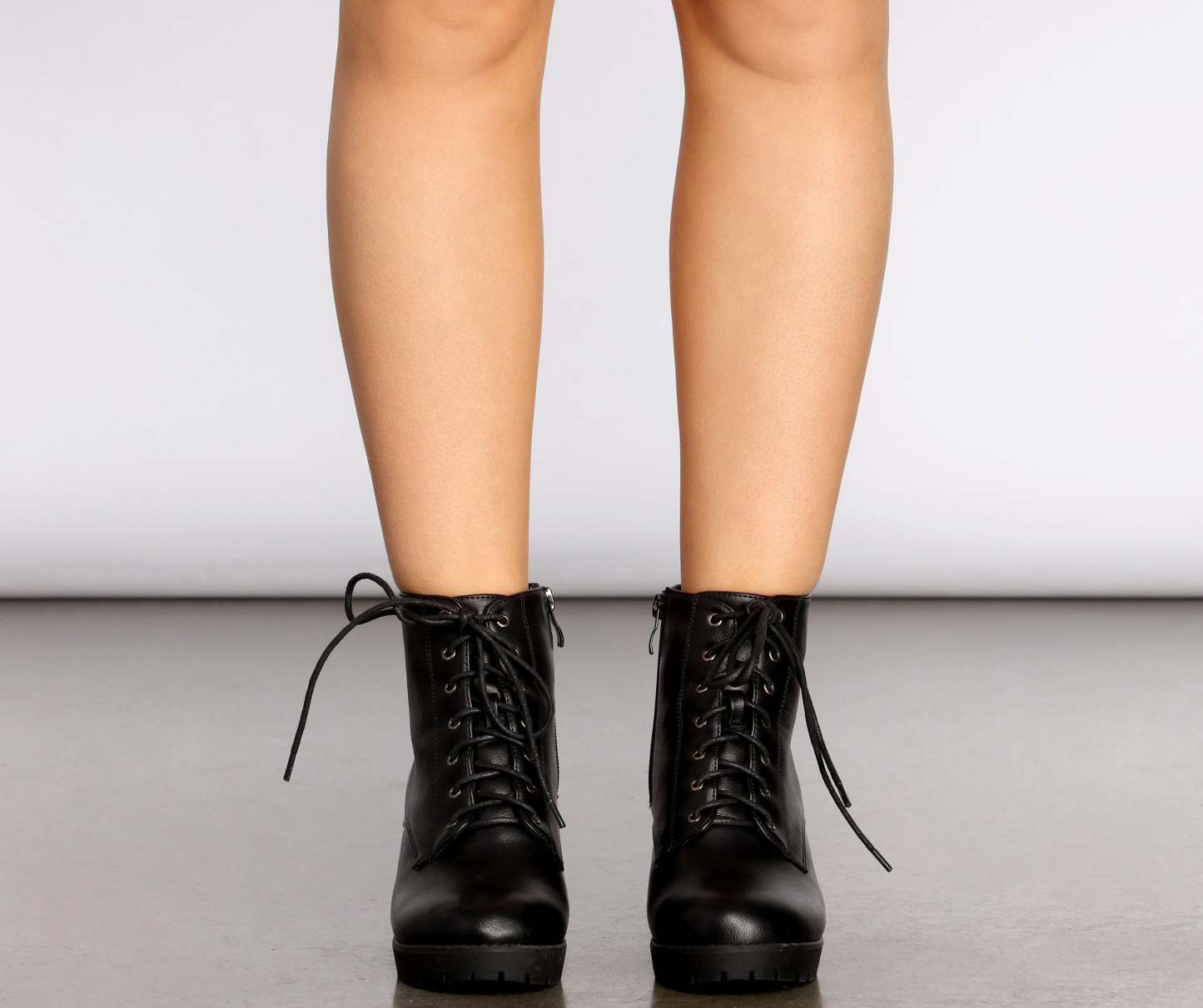 Kickin' It Faux Leather Lace Up Booties - Lady Occasions