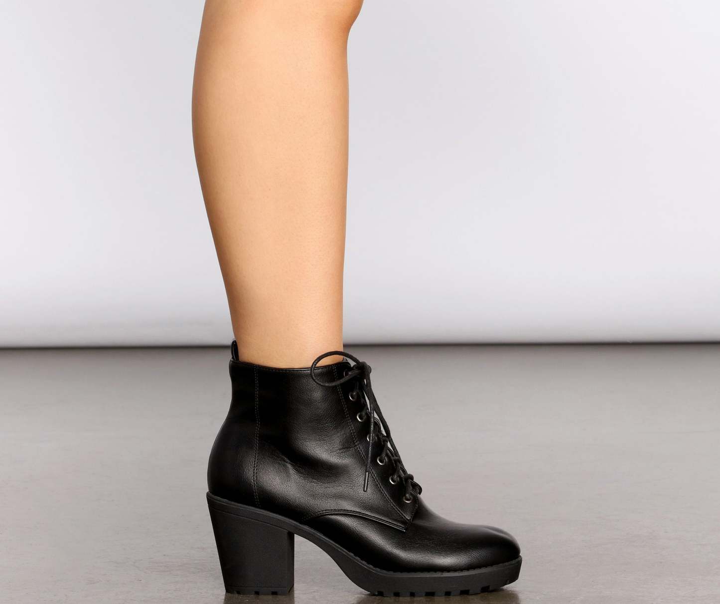 Kickin' It Faux Leather Lace Up Booties - Lady Occasions